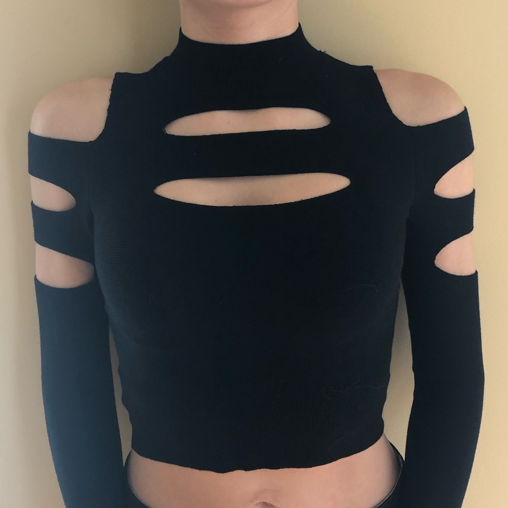 Express Black Cut Out Fitted Sweater